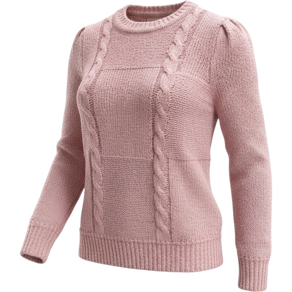 Vintage Beldoch Popper Sweater Womens Medium Pink Cable Knit Puffed